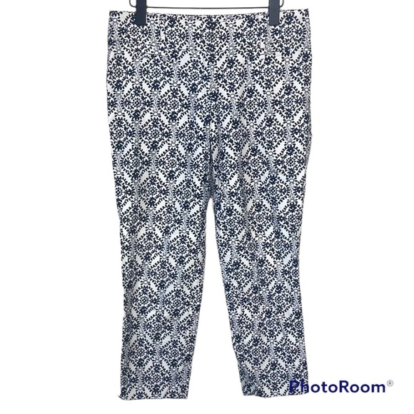 LOFT Marisa Mosaic Riviera Pant Size 4 Black/Ivory Crop - Picture 2 of 7